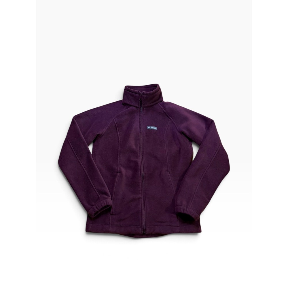Columbia Womens Benton Springs Full Zip Fleece Jacket Purple Small Mock Neck